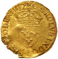 France. Ecu d'or, 1574-T (Nantes) PCGS About Unc