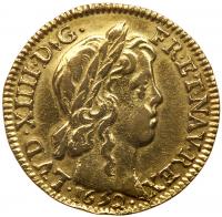 France. Louis d'or a la meche longue, 1652-K PCGS EF