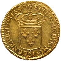 France. Louis d'or a l ecu, 1690-G (Poitiers) NGC Unc - 2