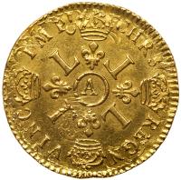 France. Louis XIV (1643-1715). Gold Louis d'or aux 4 L, 1697-A - 2