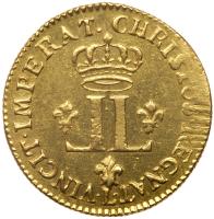 France. Louis XV (1715-1774). Gold Louis d'or aux 2 L, 1720-L - 2