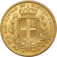 Italian States: Sardinia. 100 Lire, 1835-P PCGS About Unc - 2