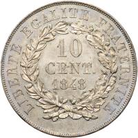 France. Tin Pattern 10 Centimes, 1848 PCGS Unc - 2