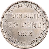 RÃ©union. Pattern Piedfort 50 Centimes, 1896 PCGS Specimen 65 - 2