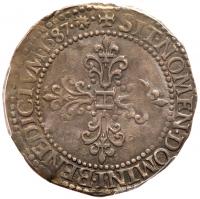 France. &Acirc;&frac12; Franc au col plat, 1587-O (Riom) PCGS AU50 - 2