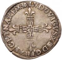 France. &Acirc;&frac14; Ecu de France-Navarre-Bearn, 1612-A (Morlaas) PCGS AU55