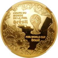 France. 2014 FIFA World Cup Brazil Gold 200 Euros Curved Cup-Shaped Coin NGC PF7