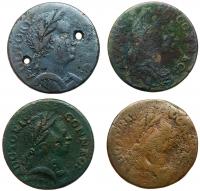 4-piece lot of Connecticut 1785 Coppers