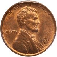 1931-D Lincoln 1C PCGS MS64 RB