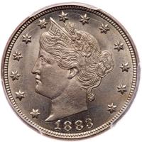 1883 Liberty 5C. Without CENTS PCGS MS65
