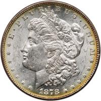 1878 Morgan $1. 7 Tail Feathers, Rev of 1878 ANACS MS62