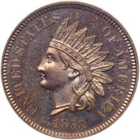 1858 Pattern Cent. Copper-nickel, plain edge. Judd-212. Pollock-256. Rarity 4