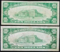 Pair of $10 National Bank Notes. First National Bank of Suffield, CT. Ch. 497. - 2