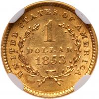 1853 $1 Gold Liberty NGC MS62 - 2