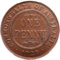 Australia. Penny, 1922 PCGS AU58 - 2