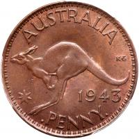 WITHDRAWN - Australia. Penny, 1943-I (b) PCGS MS64 BR - 2