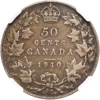 Canada. 50 Cents, 1910 NGC VF25 - 2