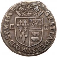 France. &Acirc;&frac14; Ecu de France-Navarre-Bearn, 1602 (Morlaas) PCGS EF45