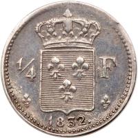 France. Pattern Â¼ Franc, 1832 - 2