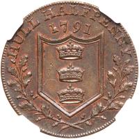 Great Britain. Yorkshire. Â½ Penny Token, 1791 NGC MS62 BR - 2