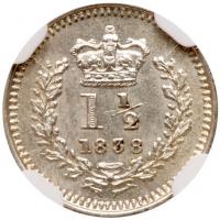 Great Britain. 1 Â½ Pence, 1838 NGC MS63 - 2