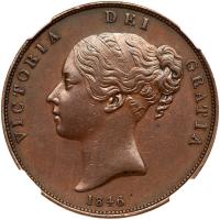 Great Britain. Penny, 1846 NGC AU55 BR