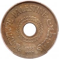 Palestine. 20 Mils, 1935 PCGS About Unc