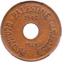 Palestine. 10 Mils, 1942 PCGS AU58