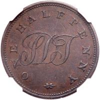 St. Helena. Halfpenny, (1821) NGC AU58 BR