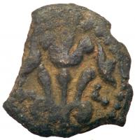 Ancient Judea. Procurator Valerium Gratus, 15-26 CE, AE Prutah (1.42g), 15/17 CE. Year 3 (16/17).