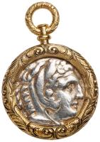 A 18K Yellow Gold and Ancient Greek "Alexander III the Great" Silver Tetradrachm, Ca. 336-323 BC with Head of Heracles