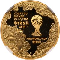 France. 2014 FIFA World Cup Brazil Gold 50 Euros NGC PF69 UC