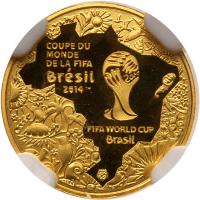 France. 2014 FIFA World Cup Brazil Gold 5 Euros NGC PF70 UC