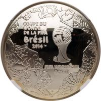 France. 2014 FIFA World Cup Brazil Silver â¬10 Curved Cup-Shaped Coin NGC PF69 UC