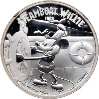 Niue. 2014 Disney Characters-Steamboat Willie Mickey Mouse 80th Anniversary Silver $2