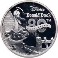 Niue. 2014 Disney Characters-Donald Duck 80th Anniversary Silver $2 NGC PF70 UC