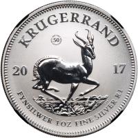 South Africa. 2017 50th Anniversary of First Silver Krugerrand Silver 1 Rand NGC