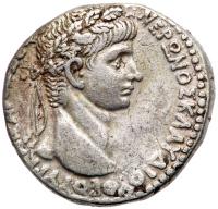 Syria, Seleucis and Pieria. Antioch. Nero with Divus Claudius, AD 54-68. AR Tetradrachm (26mm, 14.07)
