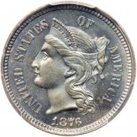 1876 Nickel 3C PCGS MS65