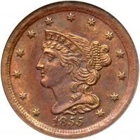 1855 Coronet Head 1/2C NGC MS64 BR