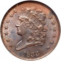 1833 Classic Head 1/2C NGC MS64 BR