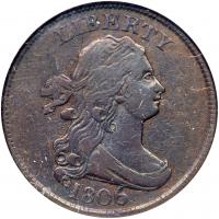 1806 Bust 1/2C. Lg 6, Stems NGC EF45 BR