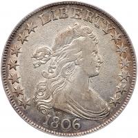 1806 Bust 50C. Pointed 6, Stem ICG EF40