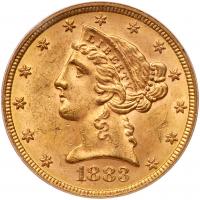 1883 $5 Liberty PCGS MS63