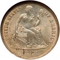 1883 Liberty Seated 10C NGC MS65