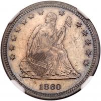 1860 Liberty Seated 25C NGC Proof 64