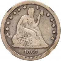 1860-S Liberty Seated 25C NGC F12