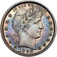 1898 Barber 25C PCGS Unc Details