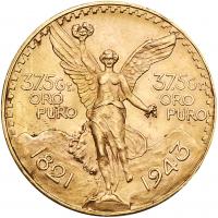 Mexico. 37.5 Grams Pesos (50 Pesos), 1943 Unc