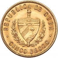 Cuba. 5 Pesos, 1915 EF - 2